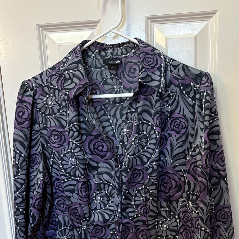 East 5th Purple and Gray Floral Blouse